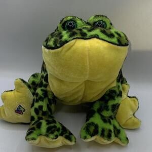 GANZ Webkinz Green Yellow Bull Frog No Code Stuffed Animal Toy Plush HM114​​​​​